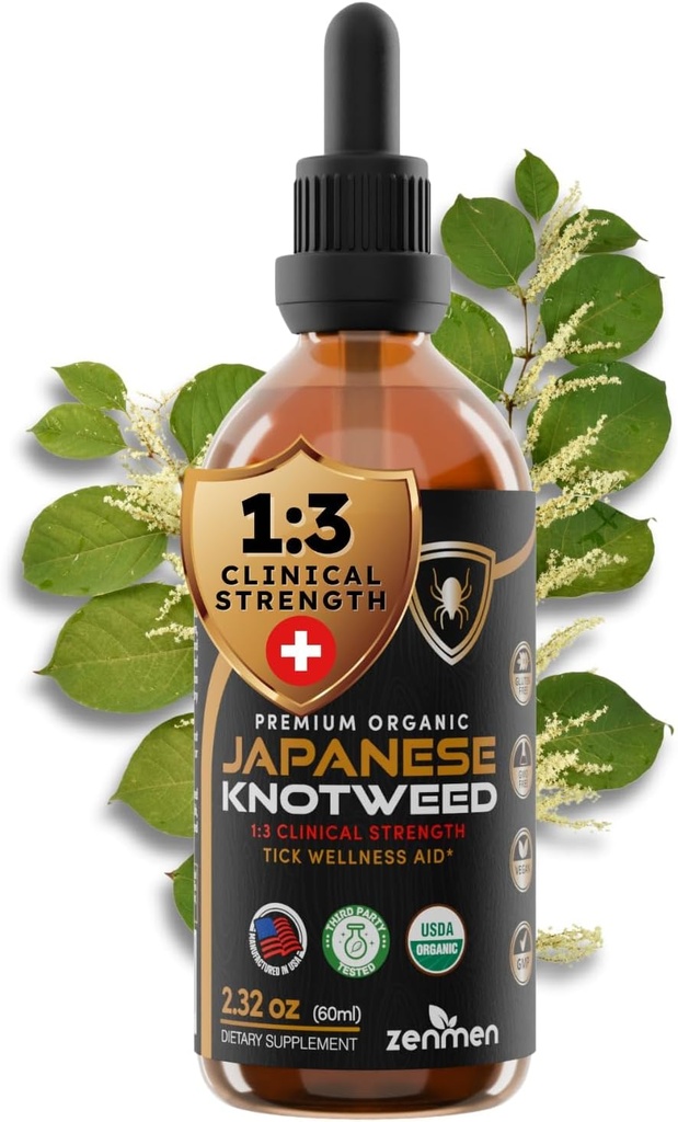 Zenmen Japanese Knotweed Premium Resveratrol USDA 3rd Party Tested Tincture 60ml/2.32 Oz - 1:3 Clinical Strength Ratio - Tick Wellness Aid and Immune Support Supplement - Made in The USA