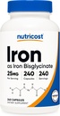 Nutricost Iron Bisglycinate Supplement (25mg) 240 Capsules - from Ferrous Bisglycinate Chelate - Non-GMO & Gluten-Free