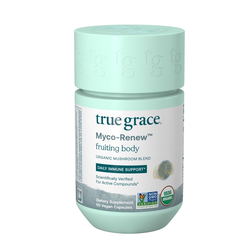 True Grace Mushroom Myco-Renew Blend Daily Immune Support - 60 Count Capsules - Organic