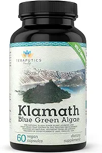 Premium Klamath Lake Blue Green Algae - More Powerful Than Spirulina and Chlorella Supplements | Pure Chlorophyll Rich SuperFood, Sourced from Organic Klamath Lake, 500mg, 60 Vegan Capsules