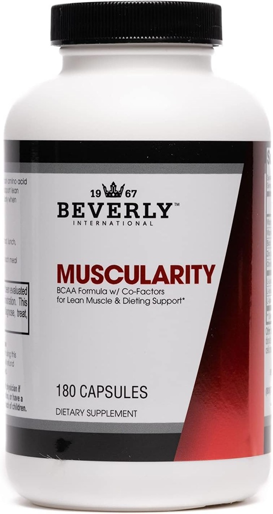 Beverly International Muscularity Specialty BCAA Formula, 180 Capsules. Branched Chain Amino Acids + Chromium Picolinate, B6-B12. Improves Energy Metabolism - Muscle Recovery - Muscle Guard.