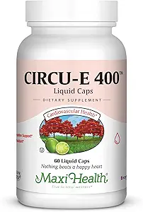 Maxi Health Circu-E 400 IU - Natural Vitamin E - Body's Defense System Support - 60 Capsules - Kosher