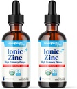 LIQUIDHEALTH USDA Organic Ionic Zinc High Potency Drops - Trace Mineral Liquid Vitamin Supplement for Adults, Kids - Immune & Digestive Support, Skin & Wound Health - USA Made, Vegan, Non-GMO (2 Pack)