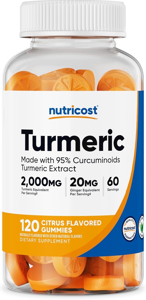 Nutricost Turmeric Gummies 2,000mg Tumeric per Serving (120 Gummies) - 60 Servings