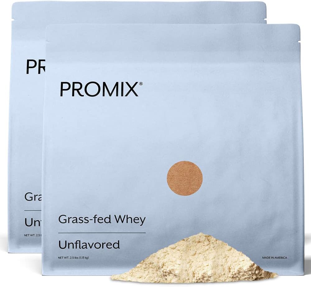 ProMix Nutrition Whey Protein Powder, Unflavored - Grass-Fed - ­Post Workout Fitness & Nutrition Shakes, Smoothies, Baking & Cooking Recipes - Gluten-Free & Keto-Friendly - 5 Pound (Pack of 2)