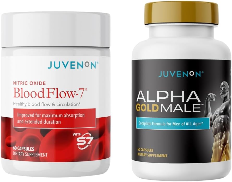 Juvenon BloodFlow-7 Nitric Oxide Supplement with Nitrosigine + Alpha Gold Male