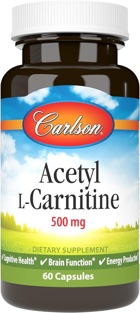 Carlson Labs Acetyl L-Carnitine, 500mg, 60 Capsules