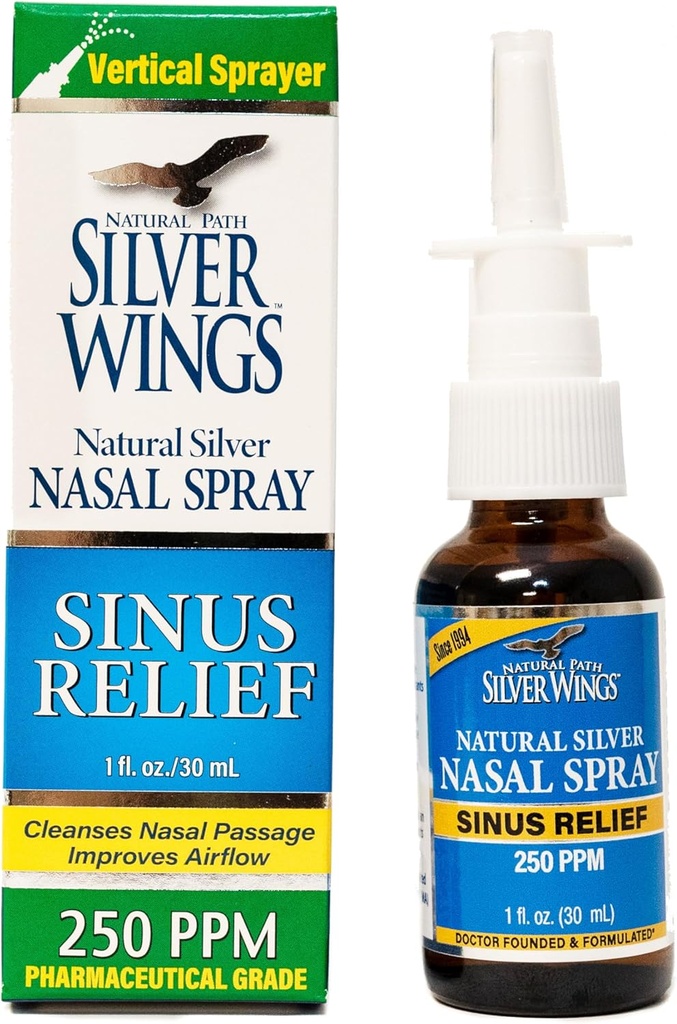 Natural Path Silver Wings Sinus Relief Natural Silver Nasal Spray - 250ppm - 1oz