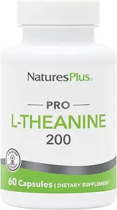 Natures Plus PRO L-Theanine - 60 Capsules - Supports Calm Alertness, Healthy Relaxation & Improved Rest - Non-GMO, Vegan & Gluten Free - 60 Servings
