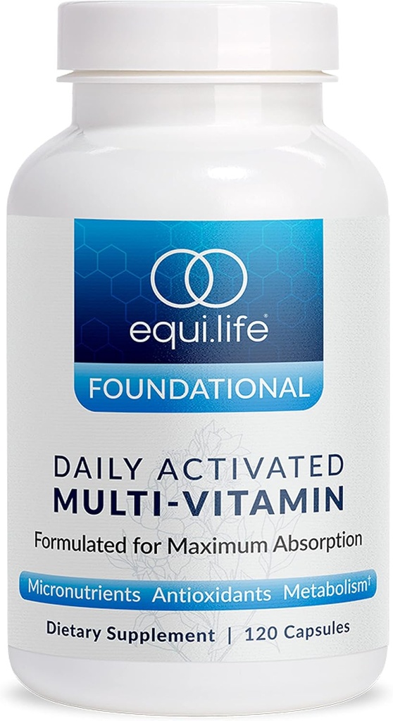 Equilife Daily Activated Multivitamin, 21 Essential Nutrients with B Complex, Antioxidant Formula for Overall Wellness, Gluten-Free, Non-GMO, 120 Capsules