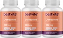 BESTVITE L-Theanine 200mg (360 Vegetarian Capsules) (120 x 3) - No Stearates - Vegan - Non GMO - Gluten Free