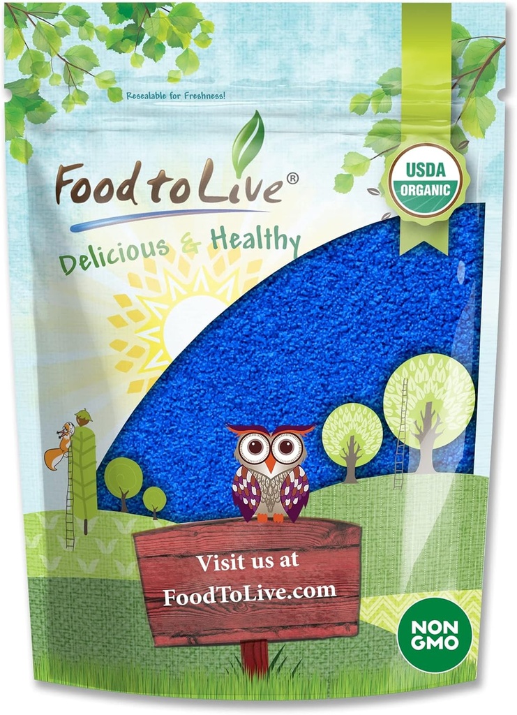 Food to Live Organic Blue Spirulina Powder, 8 Ounces – Non-GMO, Pure Raw Blue-Green Algae Extract, Vegan, Non-Irradiated, Great for Juices, Smoothies, Shakes, Drinks, and Food Coloring