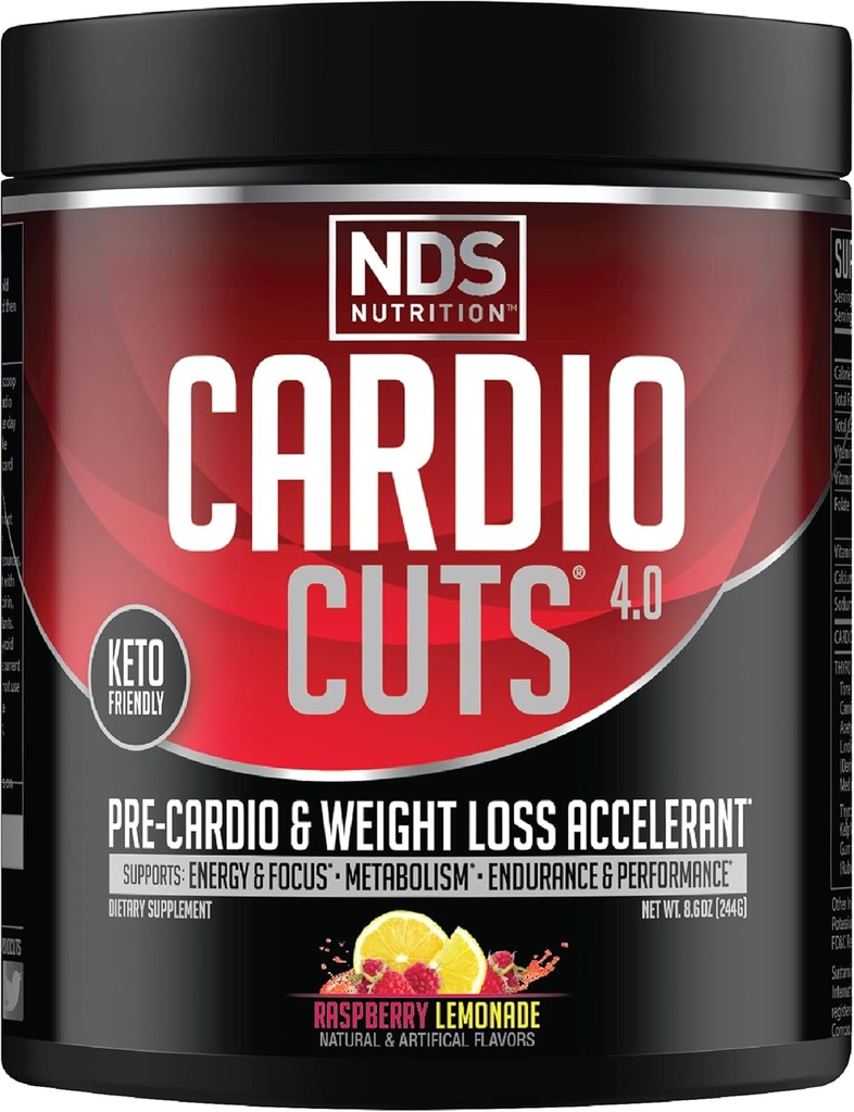 NDS Nutrition 4.0 Pre Workout Supplement - Advanced Weight Loss and Pre Cardio Formula with L-Carnitine, CLA, MCTs, L-Glutamine, and Safflower Oil - Razz Lemonade (40 Servings)