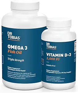 Dr. Tobias Omega 3 Fish Oil and Vitamin D-3 Promotes Overall Health - 3 Month Supply