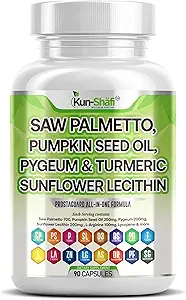 Saw Palmetto with Stinging Nettle, Pygeum, Pumpkin Seed, Sunflower Lecithin, Turmeric & Ashwagandha – Prostate Support for Men with Lycopene & Vitamin D3 – 90 Capsules