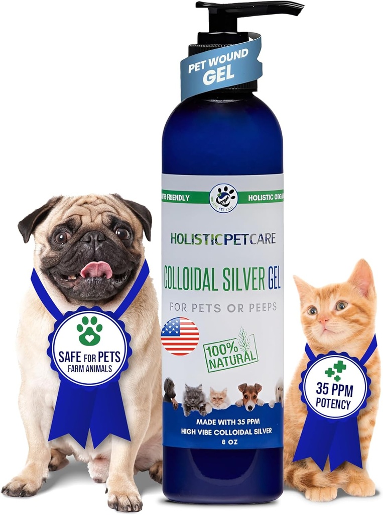 HOLISTIC PET CARE Colloidal Silver Gel – Natural Healing Gel for Pets, Non-Irritating Formula for Skin Irritations, Minor Abrasions, and Dryness, Soothing and Gentle, 8oz Bottle