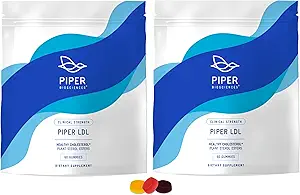 Piper LDL Clinical Strength Healthy Cholesterol Gummies (2280 mg Plant Sterol Esters Per Day): Two Packs Each with 60 Gummies, Vegan, 30 Day Supply