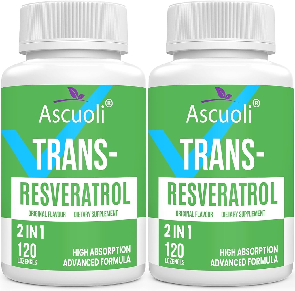 Sublingual Trans-Resveratrol Purity 99%, 3-in-1 Advanced Formula Resveratrol Supplement for Boost NAD+, Immune & Energy Support, Anti-Aging, Skin Health & Antioxidant, 240 Lozenge (240-Day Supply)