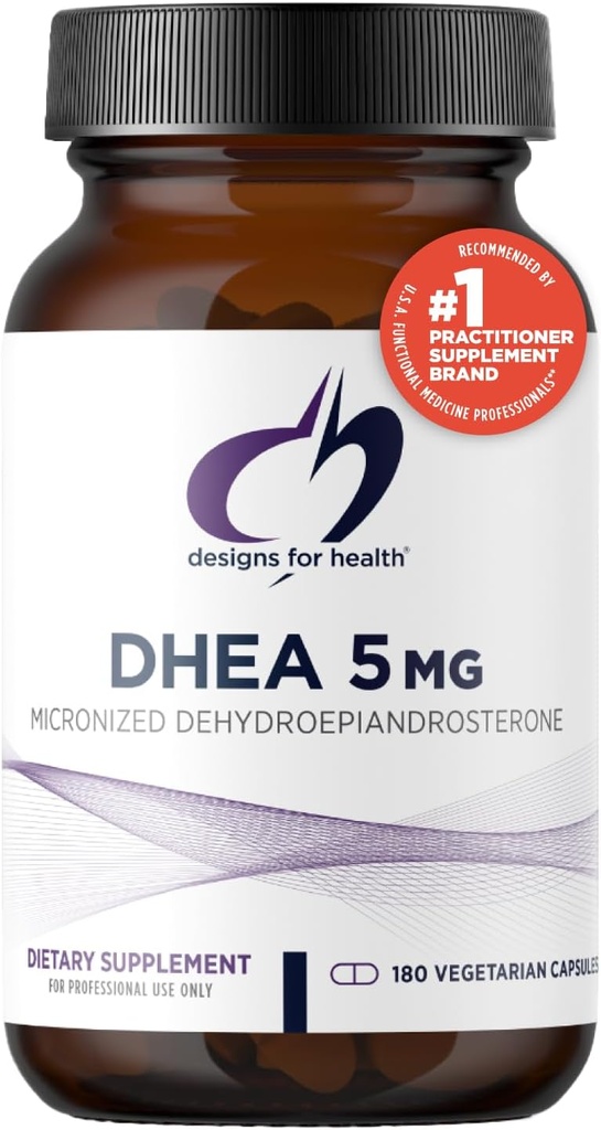 Designs for Health DHEA 5mg - DHEA Supplement for Men + Women - Supplement to Help Support Healthy Aging, Muscle Integrity, Energy + Hormonal Synthesis - Non-GMO (180 Capsules)