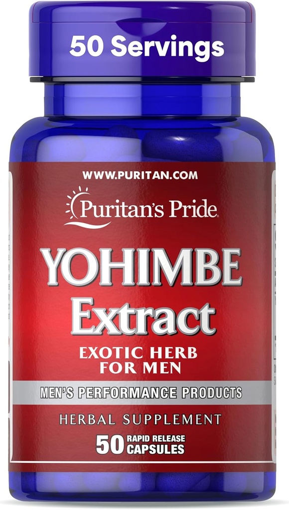 Puritan's Pride Yohimbe Exotic Herb for Men 250 mg (1000mg Equivalent), Dietary Supplement, 50 Rapid Release Capsules