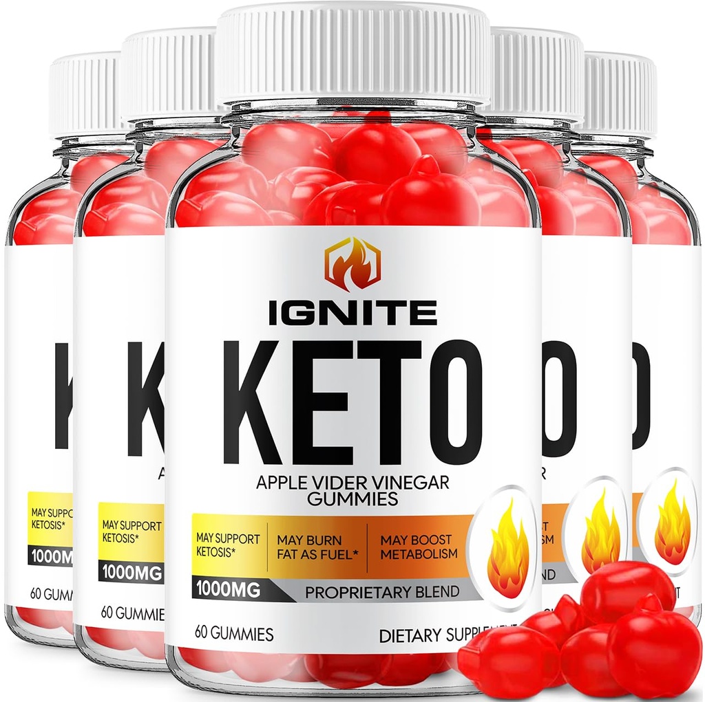 (5 Pack) Ignite Keto ACV Gummies - Advanced Formula Ignite Keto Plus ACV Gummies Apple Cider Vinegar Ignite ACV Dietary Supplement Men Women (300 Gummies)