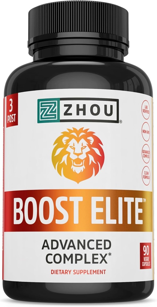 Zhou Boost Elite - Energy Supplement, Natural Muscle Support Pills for Men with Tribulus, Fenugreek, Ginseng, and Maca - 90 Veggie Capsules