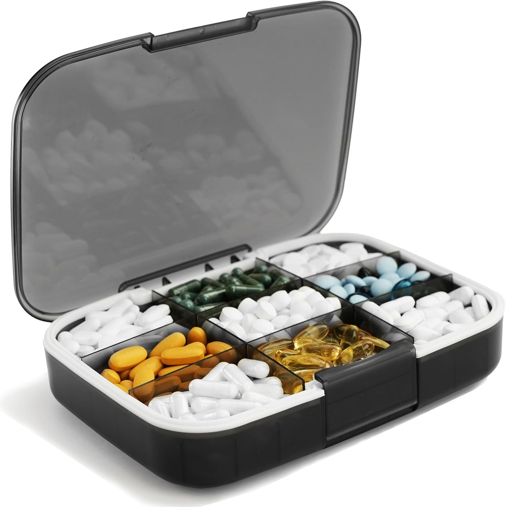 Extra Large Pill Organizer Jumbo Medicine Organizer Box with Labels Pill Case Large Capacity Portable Pill Dispenser Travel Pill Holder Moisture Proof Medication Storage Vitamin Supplement Container