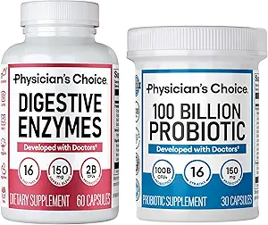 Physician's CHOICE 100 Billion + Digestive Enzyme 60ct Bundle - Advanced Gut Health Support