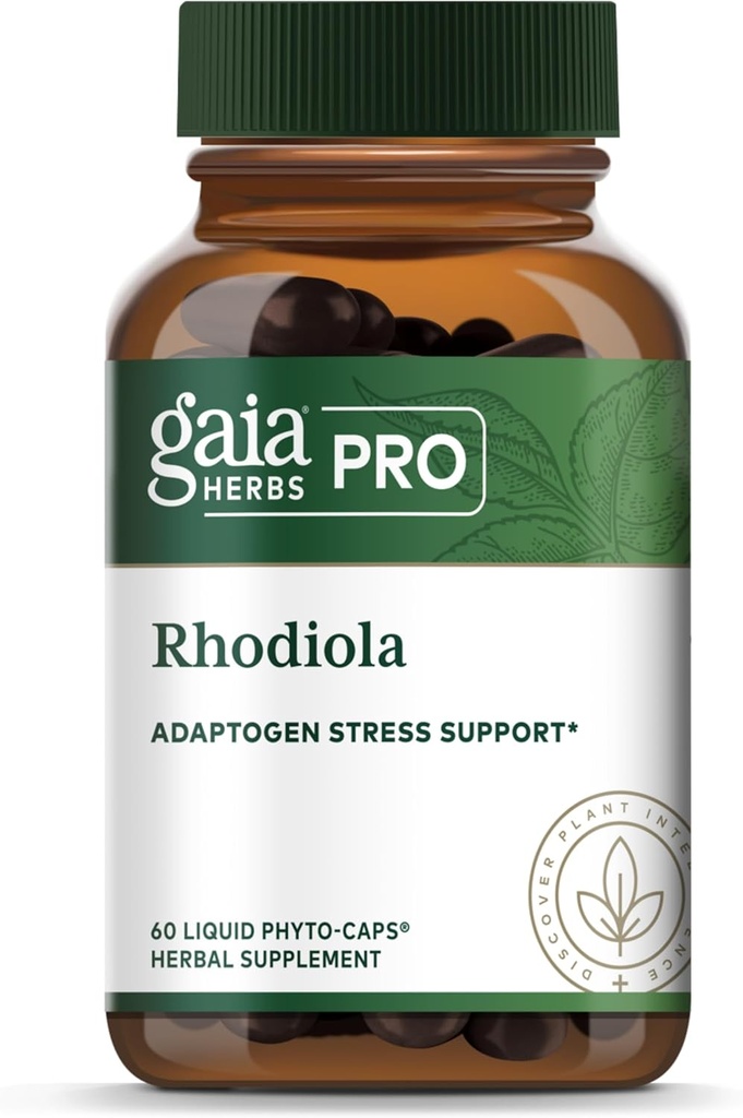 GAIA HERBS PRO Rhodiola - Energy Support Supplement - Adaptogen Support Supplement with Rhodiola Root Extract - Vegan Gluten-Free Soy-Free - 60 Phyto-Caps (30 Servings)