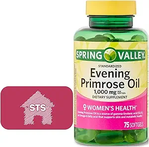 Spring Valley Evening Primrose Oil 1000mg, 75 Count + STS Sticker.
