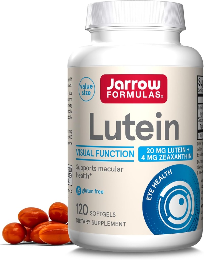 Jarrow Formulas Lutein 20 mg with Zeaxanthin, Dietary Supplement for Visual Function and Macular Health Support, 120 Softgels, 120 Day Supply