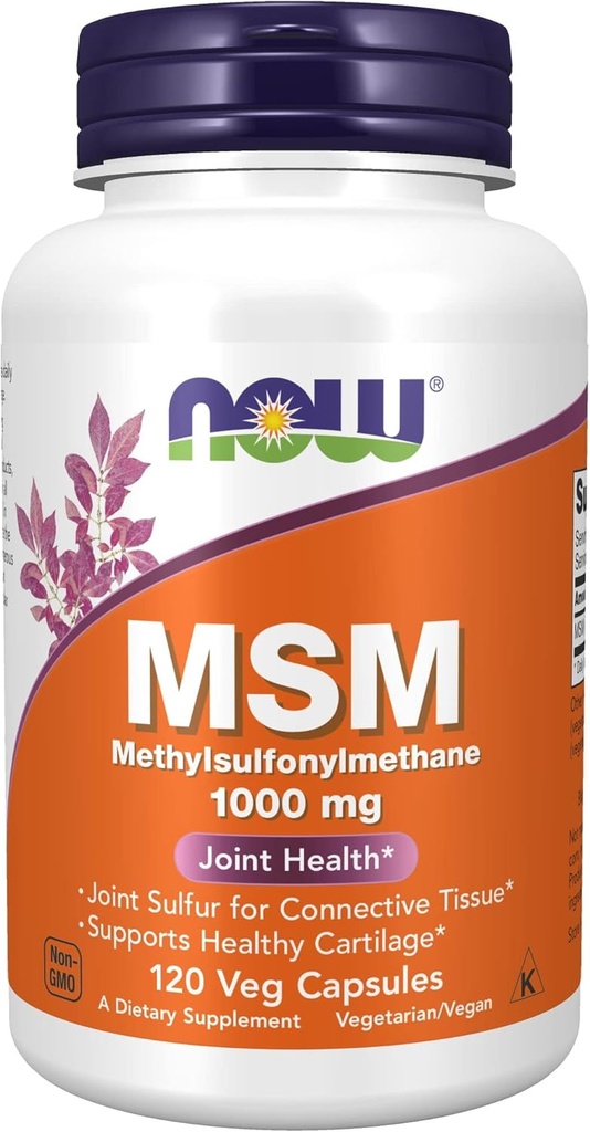 NOW Foods Supplements, MSM (Methylsulfonylmethane) 1,000 mg, Joint Health*, 120 Veg Capsules