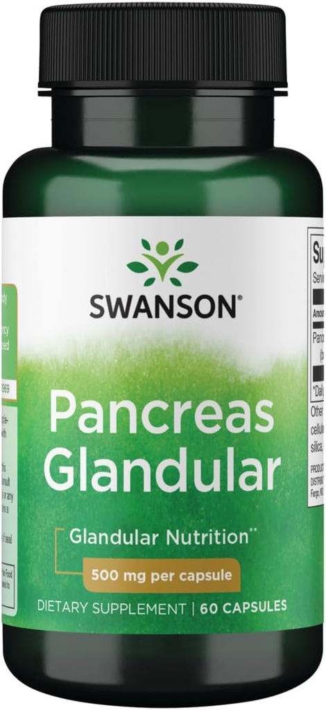 Swanson Raw Pancreas Glandular 500 Milligrams 60 Capsules