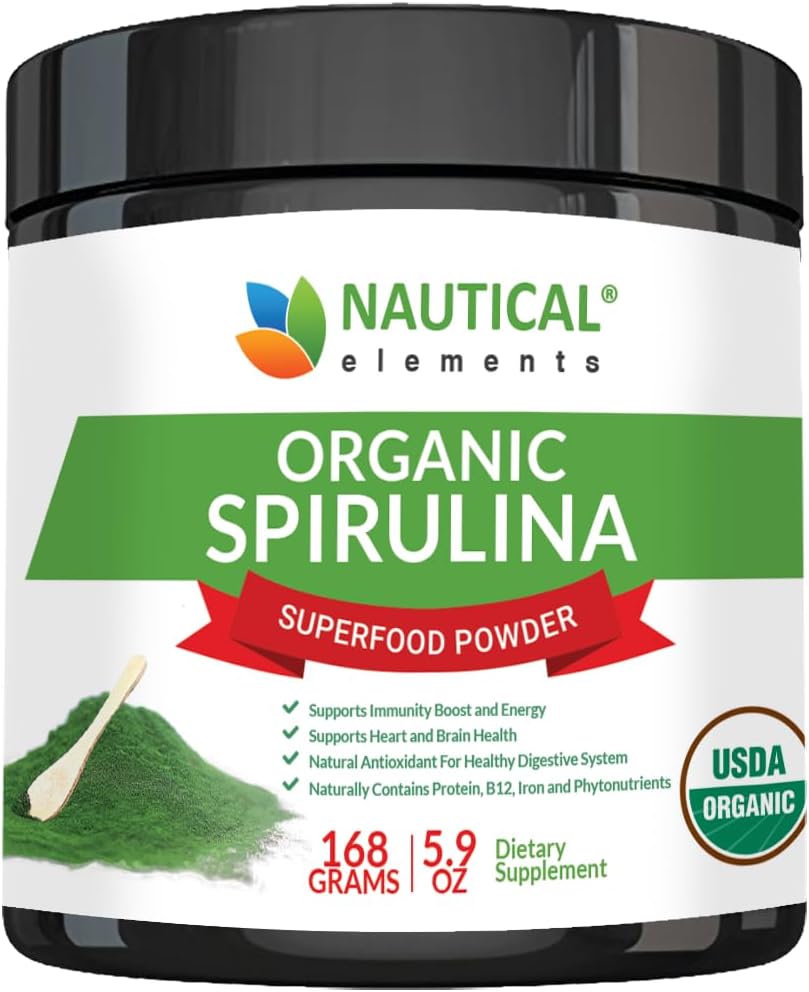 Premium USDA Organic Spirulina Powder - Organic Spirulina of Blue Green Algae from California & Hawaii – 100% Vegetarian & Vegan, Non-GMO, Non-Irradiated – The Best Green Superfood for Smoothies!