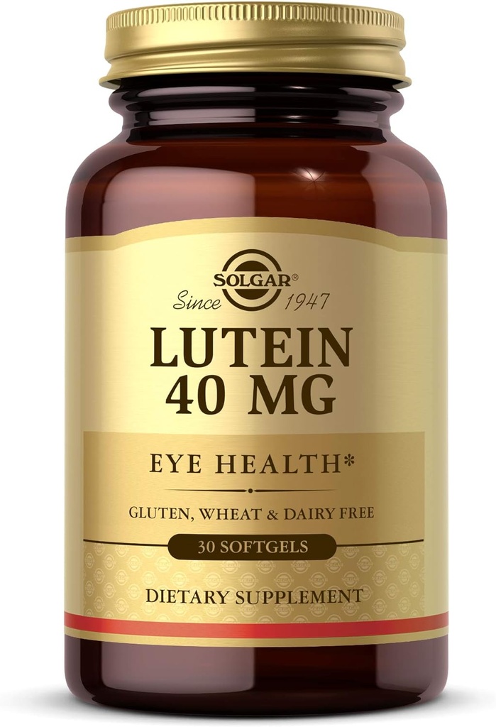 Solgar Lutein 40 mg, 30 Softgels - Supports Eye Health - Helps Filter Out Blue-Light - Contains FloraGLO Lutein - Gluten-Free, Dairy Free - 30 Servings