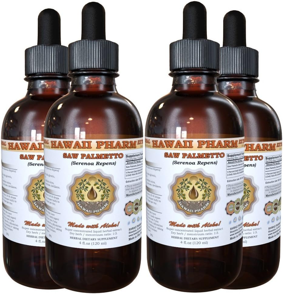Hawaii Pharm Saw Palmetto (Serenoa Repens) Liquid Extract 4x4 fl.oz