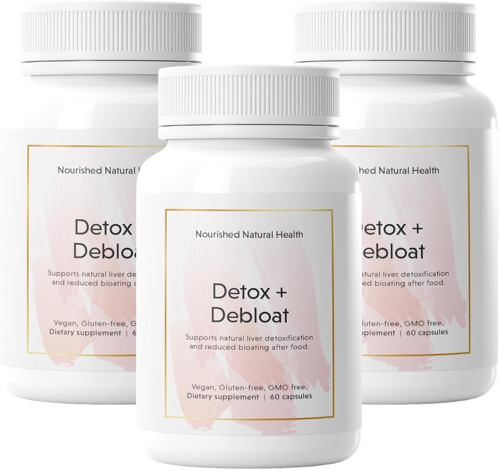 Nourished Natural Detox + Debloat - Milk Thistle & Dandelion Root Vegan Supplement for Women - Bloating Relief & Digestion Support - 180 Capsules