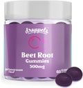 Droppels Beet Root Gummies with Beetroot Powder 500mg, Grape Seed Extract 300mg, Vitamin B12 & Niacin | Vegan, Pectin-Based & Non-GMO Beetroot Supplement, Apple Pomegranate Flavor, 60 Count
