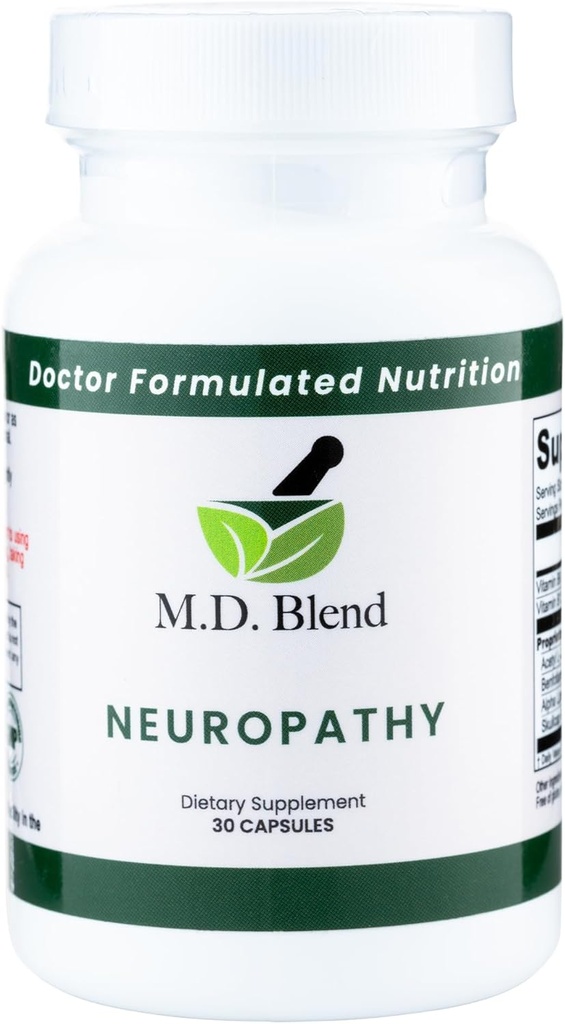 Neuropathy - Expert Formulated - Natural Blend for Optimal Nerve Wellness - Alpha Lipoic Acid, L-Carnitine, Vitamins B6 & B12, Skullcap Root, Acetyl L-Carnitine - 30 Capsules (1 Pack)