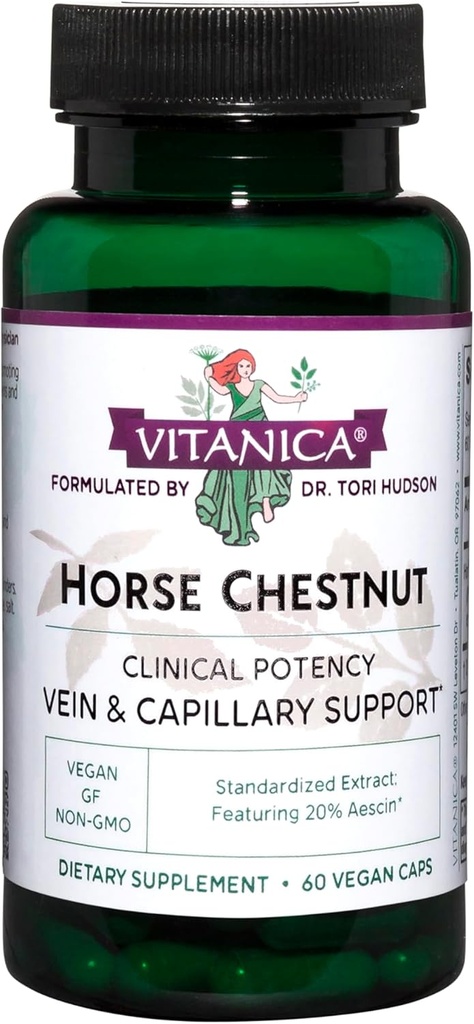 Vitanica, Horse Chestnut, Promotes Vein and Capillary Strength & Circulation, Vegan, 60 Capsules