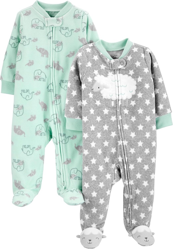 Simple Joys by Carter's unisex-baby 2-pack Neutral Fleece Footed Sleep and Play