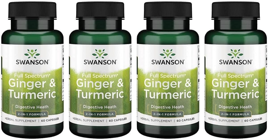 Swanson Full Spectrum Ginger & Turmeric 60 Capsules 4 Pack