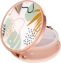 Rouidr Pill Box, 3 Compartment Medicine Pill Case, Small Metal Travel Medicine Box for Purse & Pocket, Rose Gold, Boho Leaves