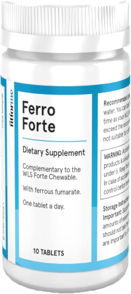 FitForMe Bariatric Multivitamins Iron Supplement After Gastric Bypass - One a Day Ferro Forte Tablet - 10 Days Supply of Ferrous Iron (Iron Booster for Forte Chewable)