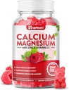 Calcium Magnesium Zinc with Vitamin D3 Supplement, Sugar Free Calcium Gummies for Women Men, High Absorption Zinc Gummies for Bone & Muscle & Immune Health, Vegan Raspberry Flavor - 60 Count