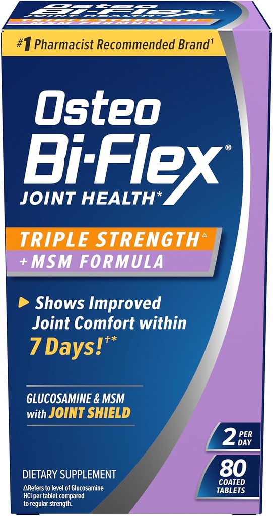 Osteo Bi-Flex Triple Strength(5) with MSM, Glucosamine Joint Health Supplement, Coated Tablets, 80 Count