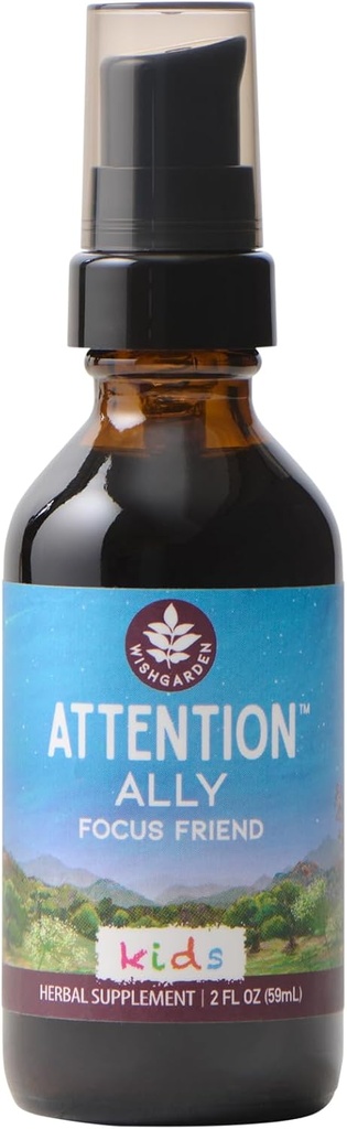 WishGarden Herbs Attention Ally - Plant-Based Herbal Focus, Attention, Calm & Concentration Supplement with Gotu Kola Nettle & Passionflower, Supports Optimal Neural Messaging & Brain Nourishment, 2oz