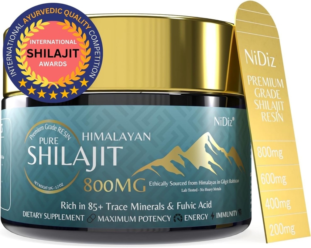 100% Pure Shilajit Resin, 800MG 5-in-1 Natural Ayurvedic Herbs, 50g