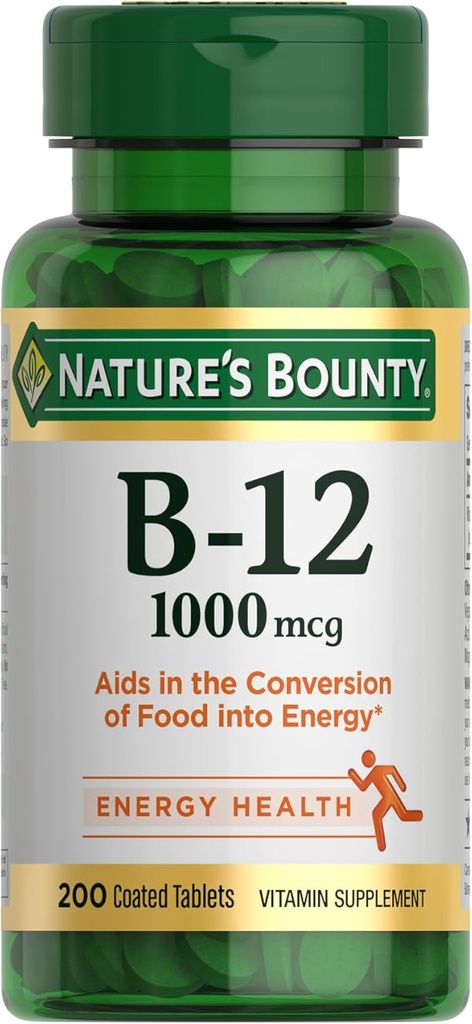 Nature's Bounty Vitamin B12 1000 mcg Supplements, Supports Energy Metabolism, 200 Ct