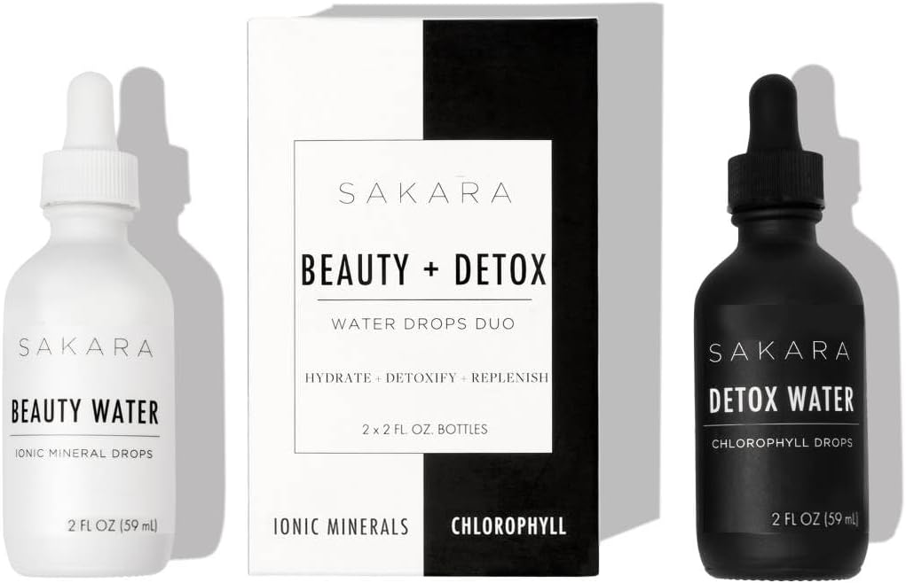 Sakara Beauty Water + Detox Water Drops, 60 Servings - Trace Mineral Drops & Chlorophyll Liquid Drops, Liquid Magnesium, Chloride, Sodium, Potassium, Boron Supplements, Liquid Chlorophyll Drops